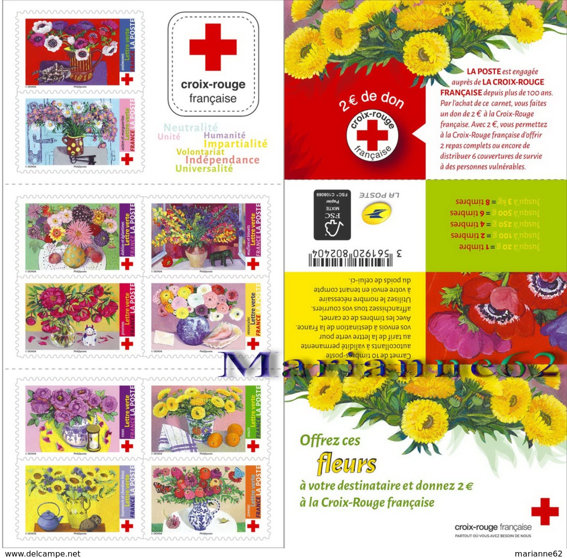 France 2018 Croix-Rouge Red Cross  - Offrez Ces Fleurs " Offer These Flowers " 10v MNH - Other & Unclassified