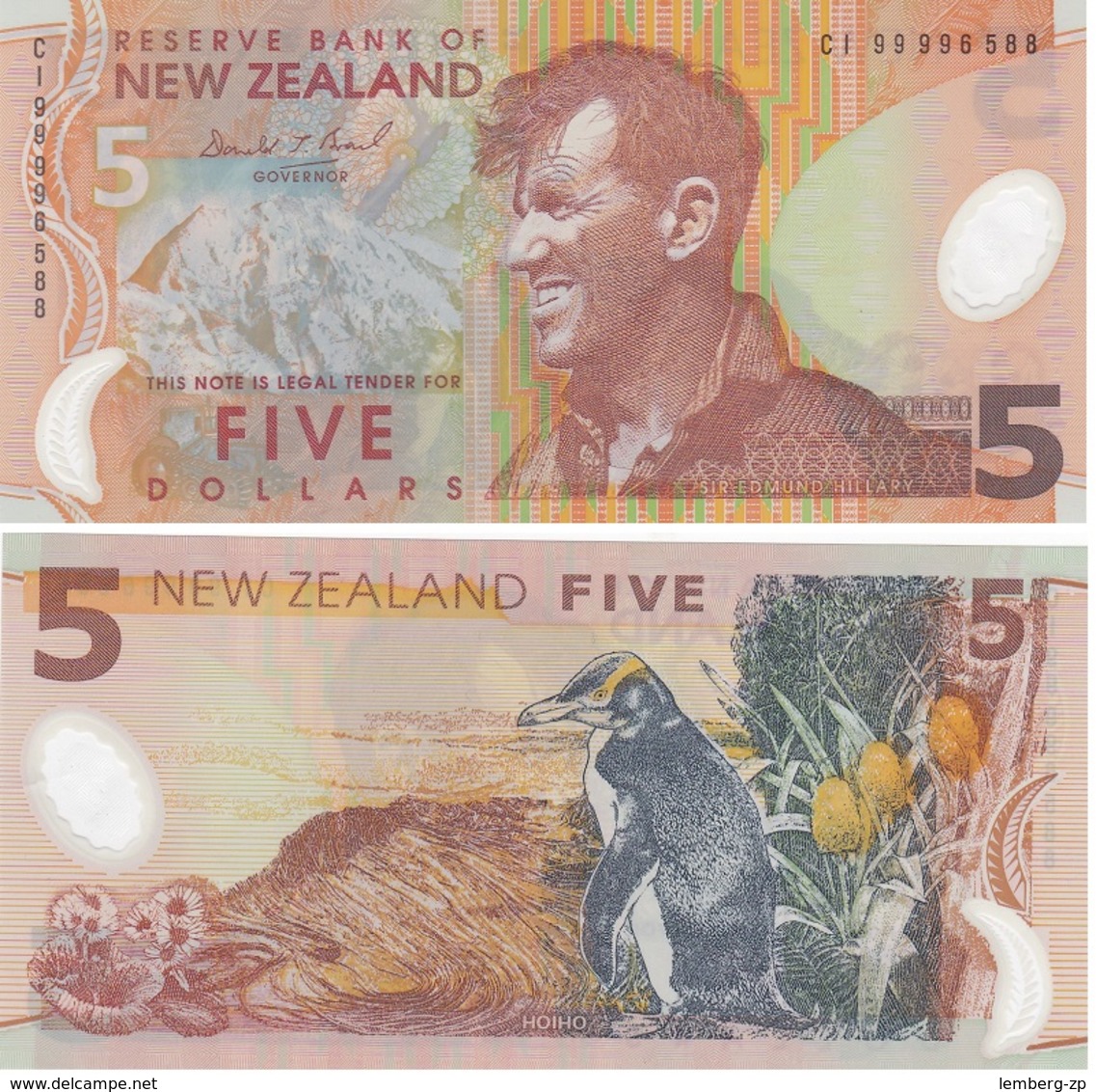 New Zealand - 5 Dollars 1999 AUNC Polymer Lemberg-Zp - New Zealand