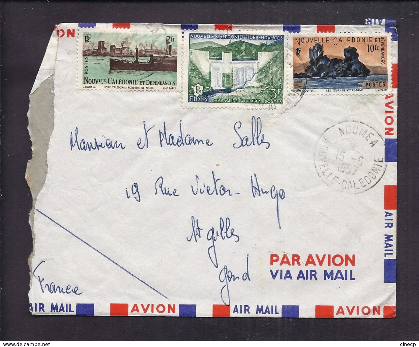 ENVELOPPE NOUVELLE CALEDONIE 1957 NOUMEA PAR AVION - Lettres & Documents
