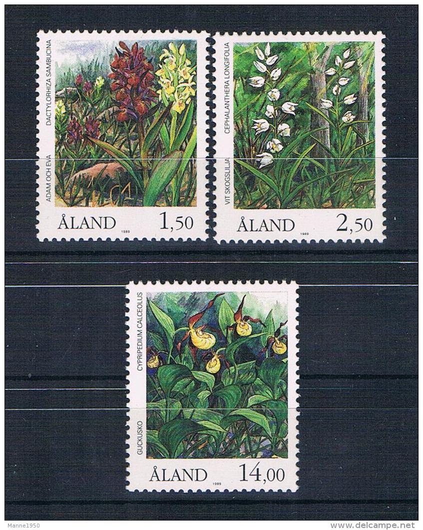 Aland 1989 Blumen Mi.Nr. 33/35 Kpl. Satz ** - Aland