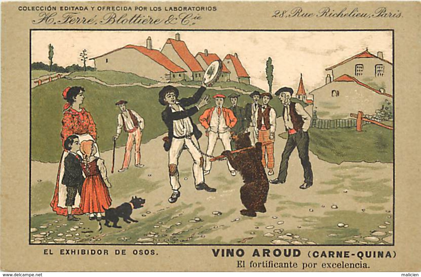 -thèmes -ref-W9328- Publicite Vino Aroud - Ferre Blottiere & Cie -paris- Exhibidor De Osos - Montreur D Ours - Espagne - - Publicité