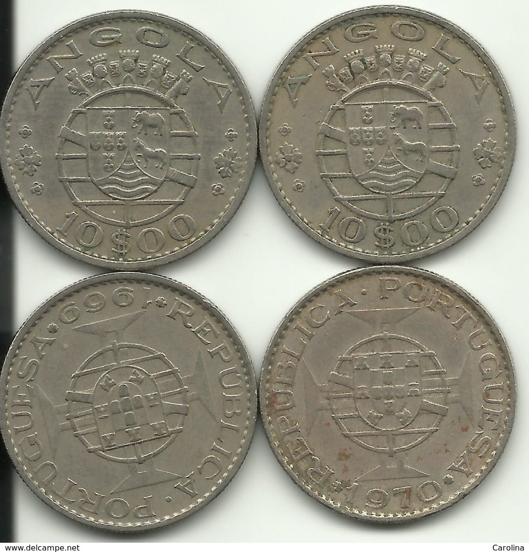 ANGOLA - 2 X 10 ESCUDOS  - 1969,1970 - CU+NI - SEE PHOTOS - NICE PRICE - Angola