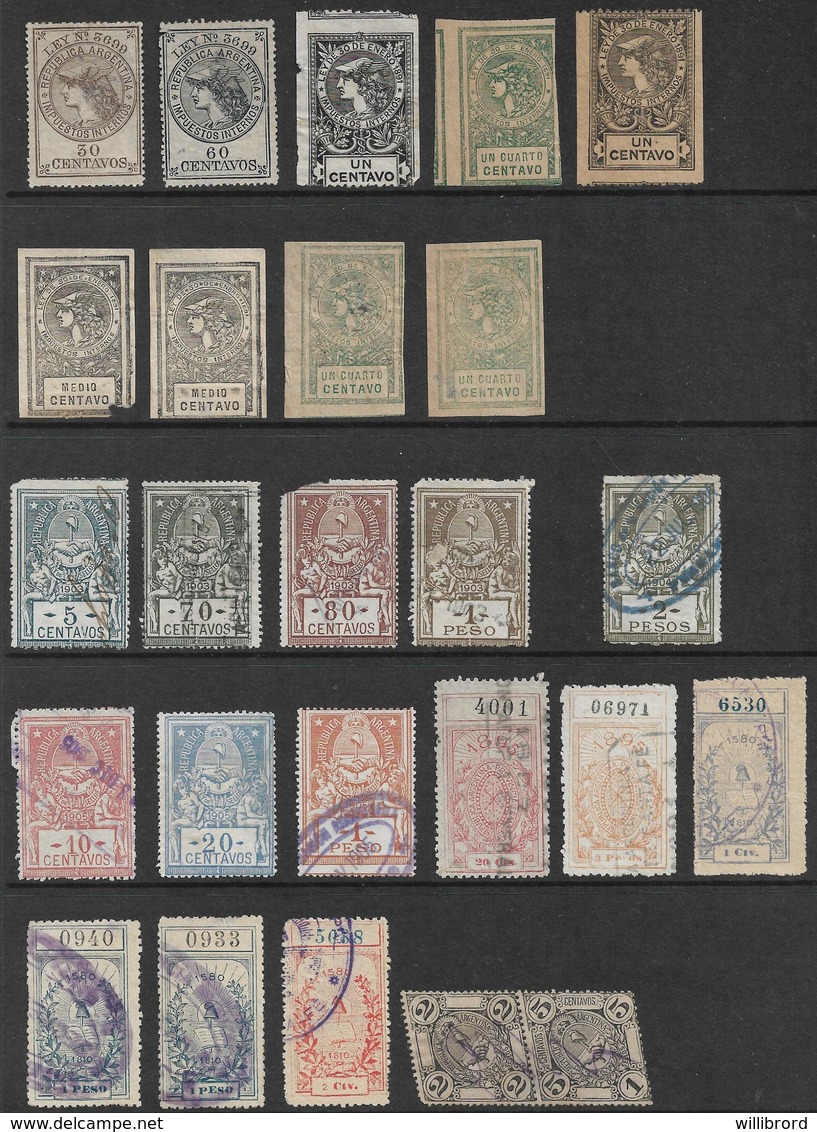 Argentina - 40 Classic Revenue (Fiscal) Stamps - Sonstige & Ohne Zuordnung