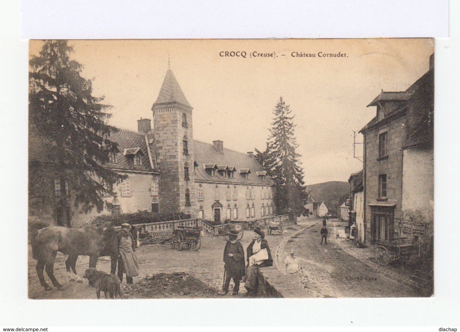 Sur Carte Postale De Crocq Type Semeuse 10 C. CAD Crocq Creuse 1918. CAD Destination Fontenay Le Comte. (2779) - 1877-1920: Période Semi Moderne