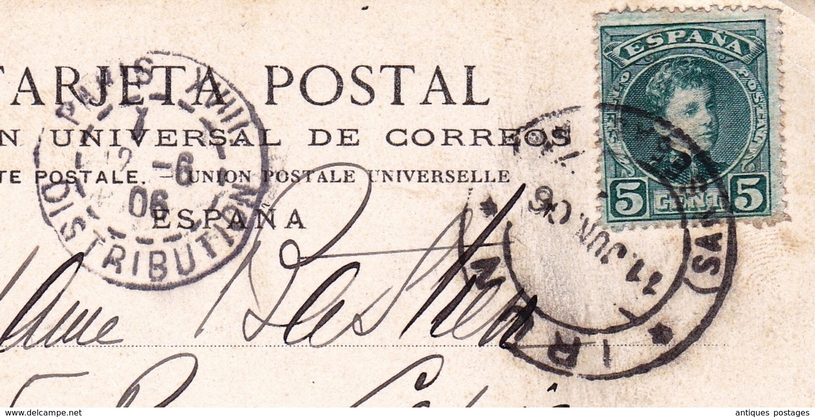 Tarjeta Postal Irun Irún 1906 Espagne Taxe España Pays Basque País Vasco Pasaia Pasajes - Lettres & Documents