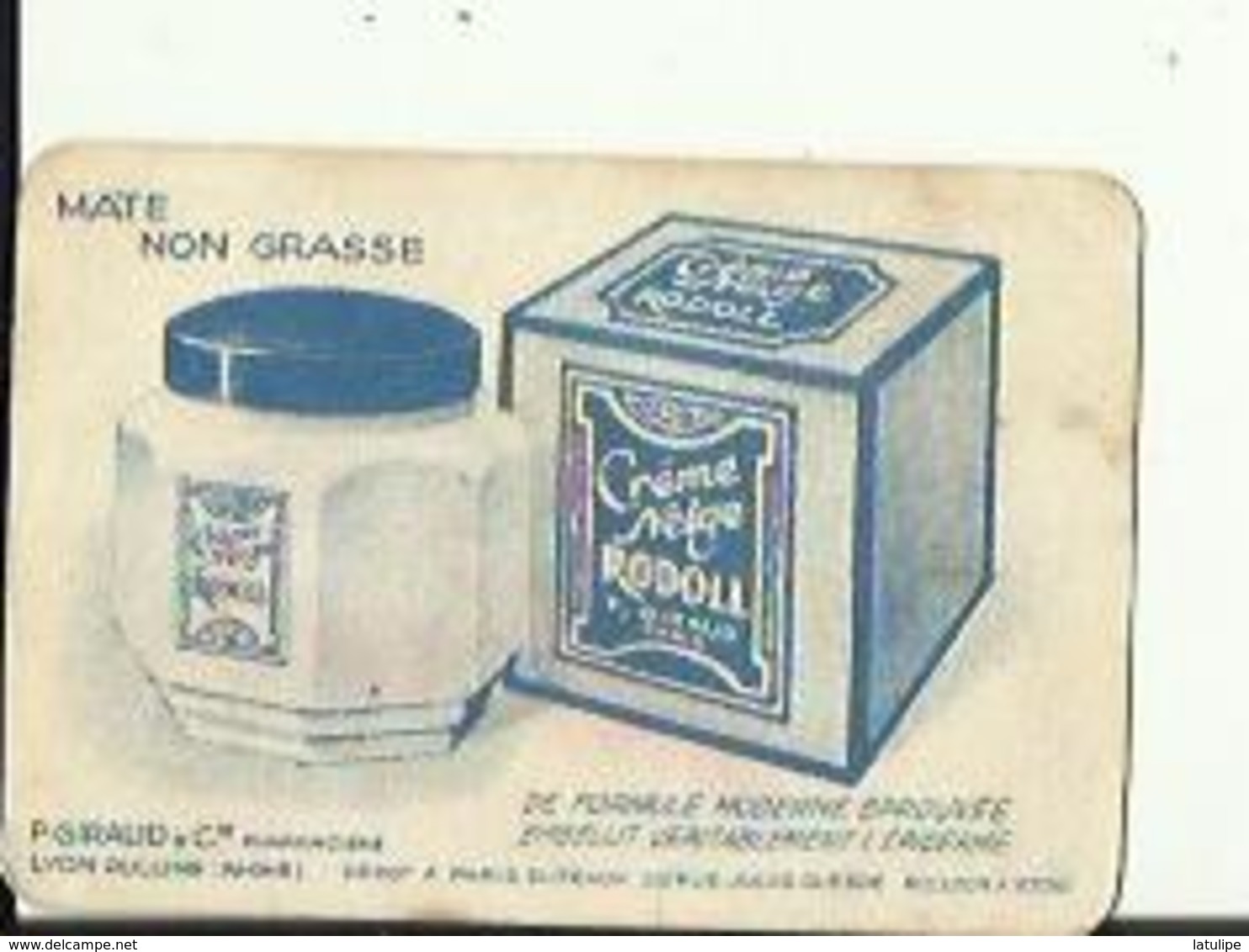 Petite  Carte De Creme Neige Et Savon  RODOLL De P  GIRAUD&Cie Pharmacien A OULLINS 69 - Produits De Beauté