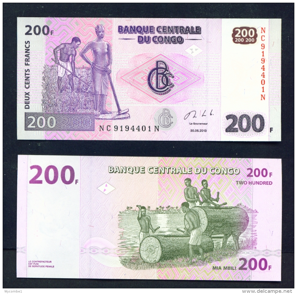 CONGO DR  -  2013  200 Francs  UNC Banknote - Democratic Republic Of The Congo & Zaire