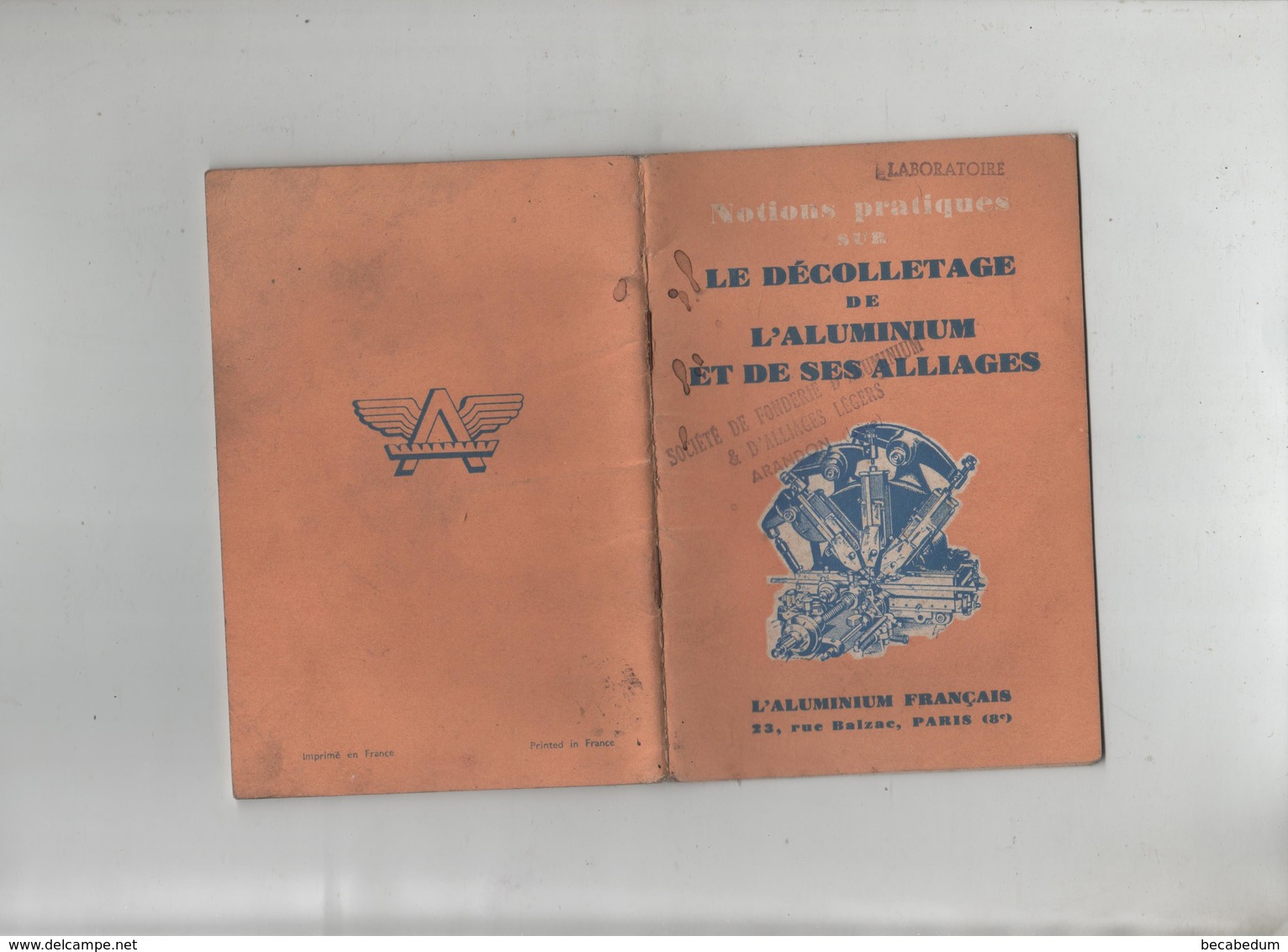 Livret Le Décolletage De L'Aluminium Et De Ses Alliages Fonderies Arandon - Sonstige & Ohne Zuordnung