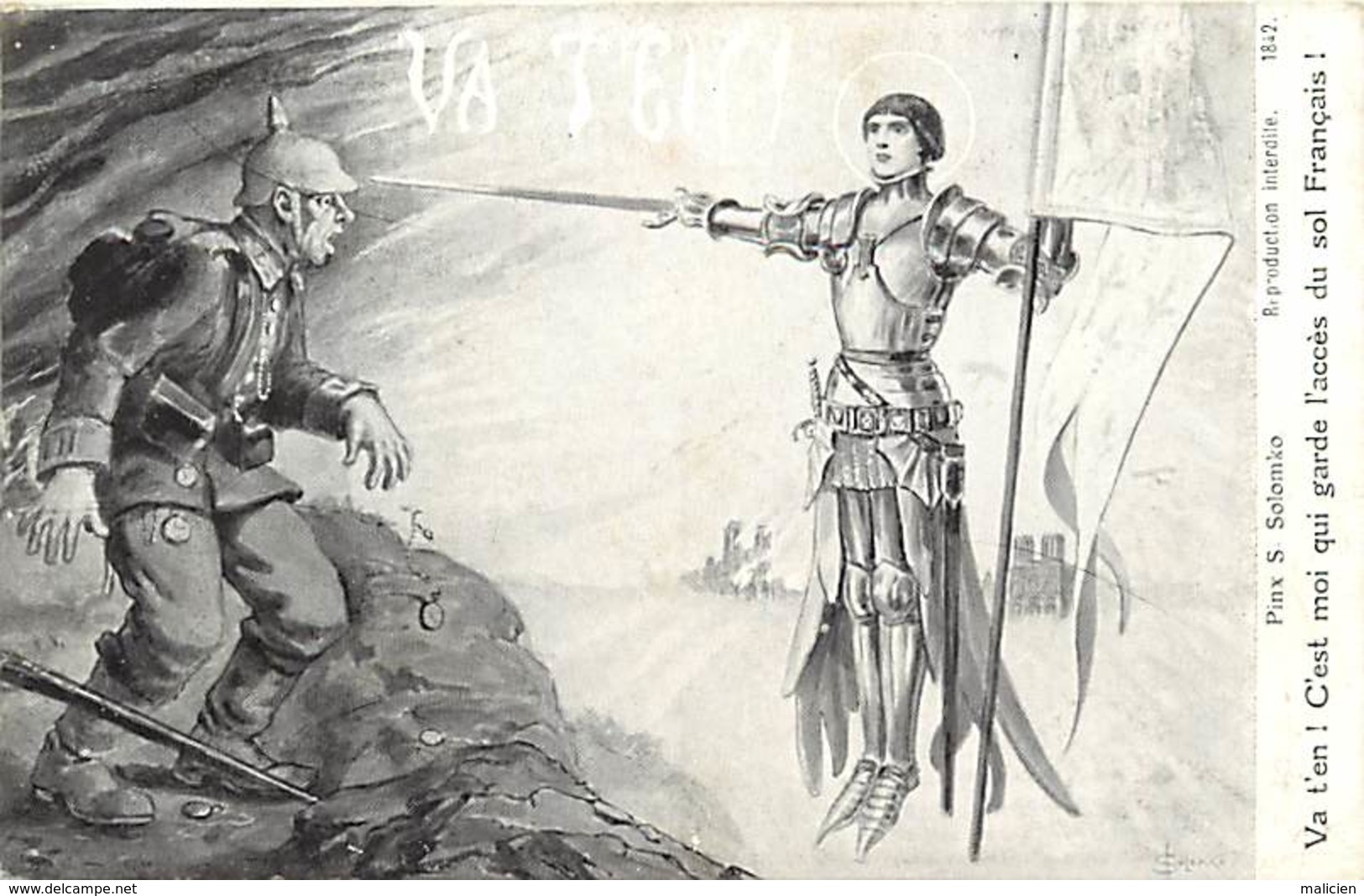 - Thèmes -ref-W889- Illustrateur Solomko - Illustrateurs - Jeanne D Arc A L Allemand " Vas-t'en " - Guerre 1914-18 - - Solomko, S.
