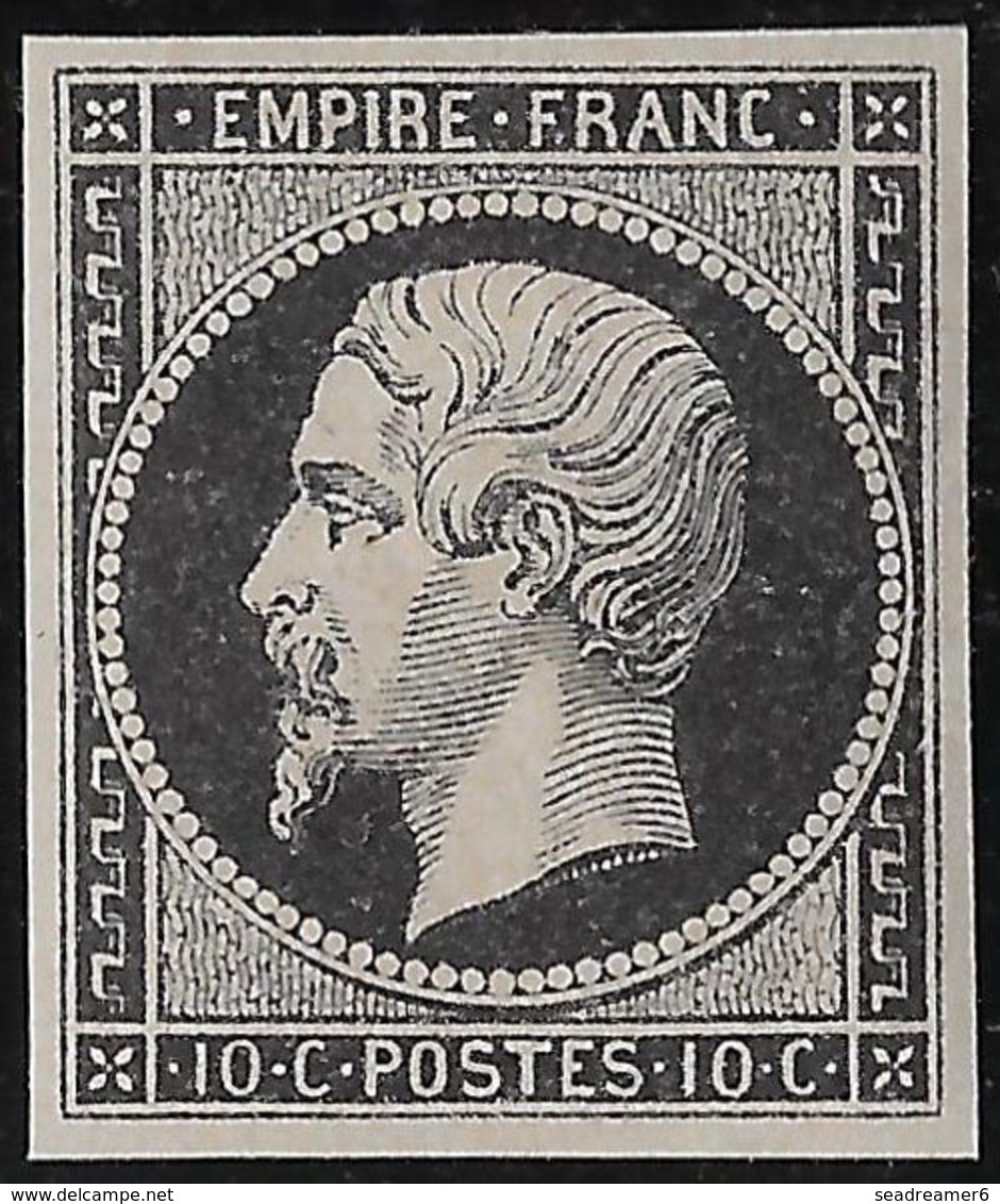 1853 Louis Napoléon III N°13** Essai En Noir Sur Papier Blanc Pleine Gomme Rare - Sonstige & Ohne Zuordnung