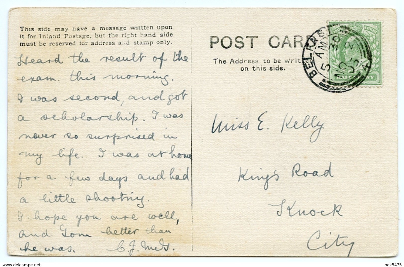 LAKE DISTRICT : BUTTERMERE / POSTMARK - BELFAST / ADDRESS - KNOCK, KING'S ROAD (KELLY) / INDIA STREET, BOTANIC AVENUE - Buttermere