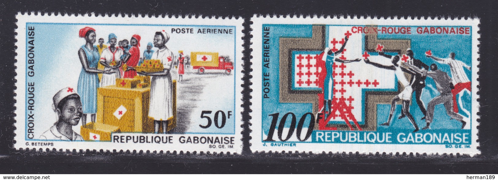 GABON AERIENS N°   70 & 71 ** MNH Neufs Sans Charnière, TB (D7087) Croix Rouge Gabonaise - Gabon (1960-...)