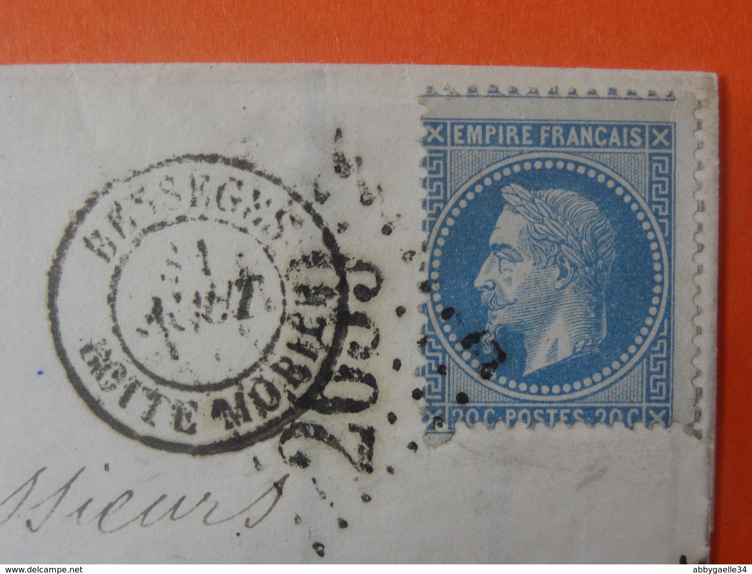 320 NIMES (Gard) Cad T15 (1868) BESSEGES BOITE MOBILE Sur N°29 Napoléon III GC 2659 Cote 190€ - Poste Ferroviaire