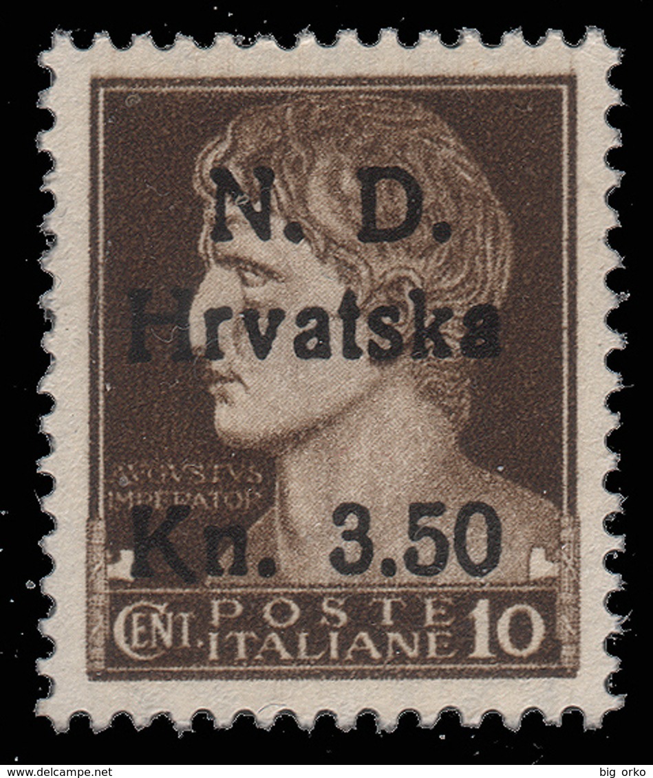 Occupazione Croata SEBENICO E SPALATO - Emissione Di Sebenico:  Imperiale 3,50 Su 10 C. Bruno - 1944 - Occ. Croate: Sebenico & Spalato