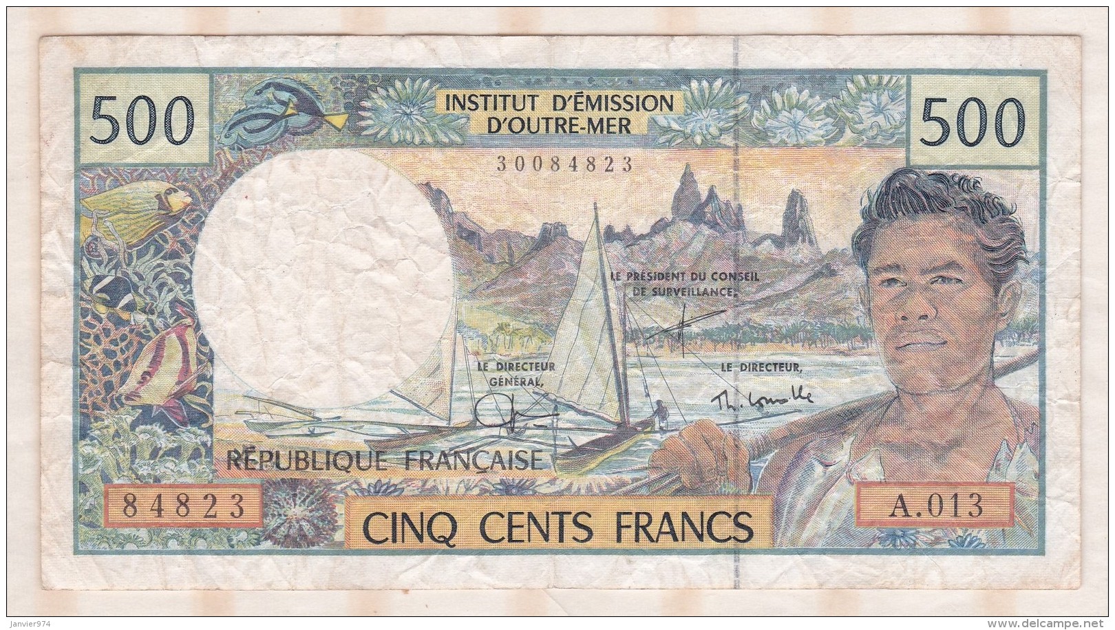 Institut D émission D Outre Mer ,  500 FRANCS  , Alphabet A.013 ,n° 84823 - Territoires Français Du Pacifique (1992-...)