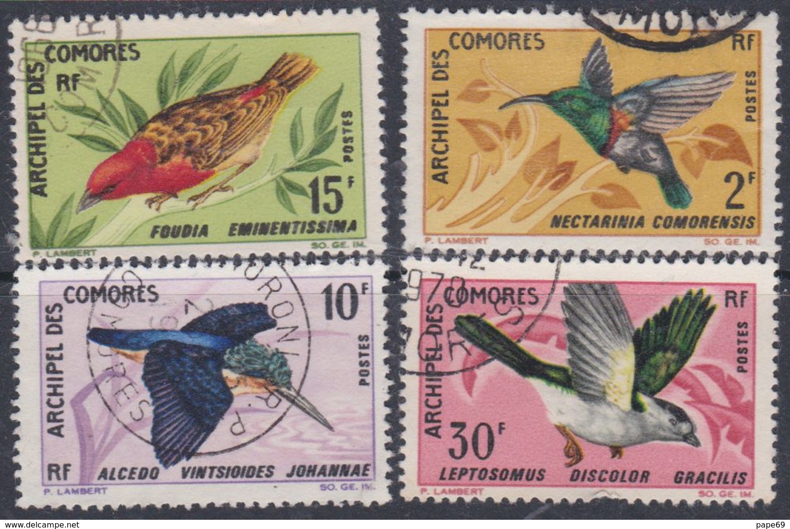 Comores N° 41 / 44 O Oiseaux, La Série Des 4 Valeurs Oblitérationss Légères à Belles Sinon TB - Used Stamps