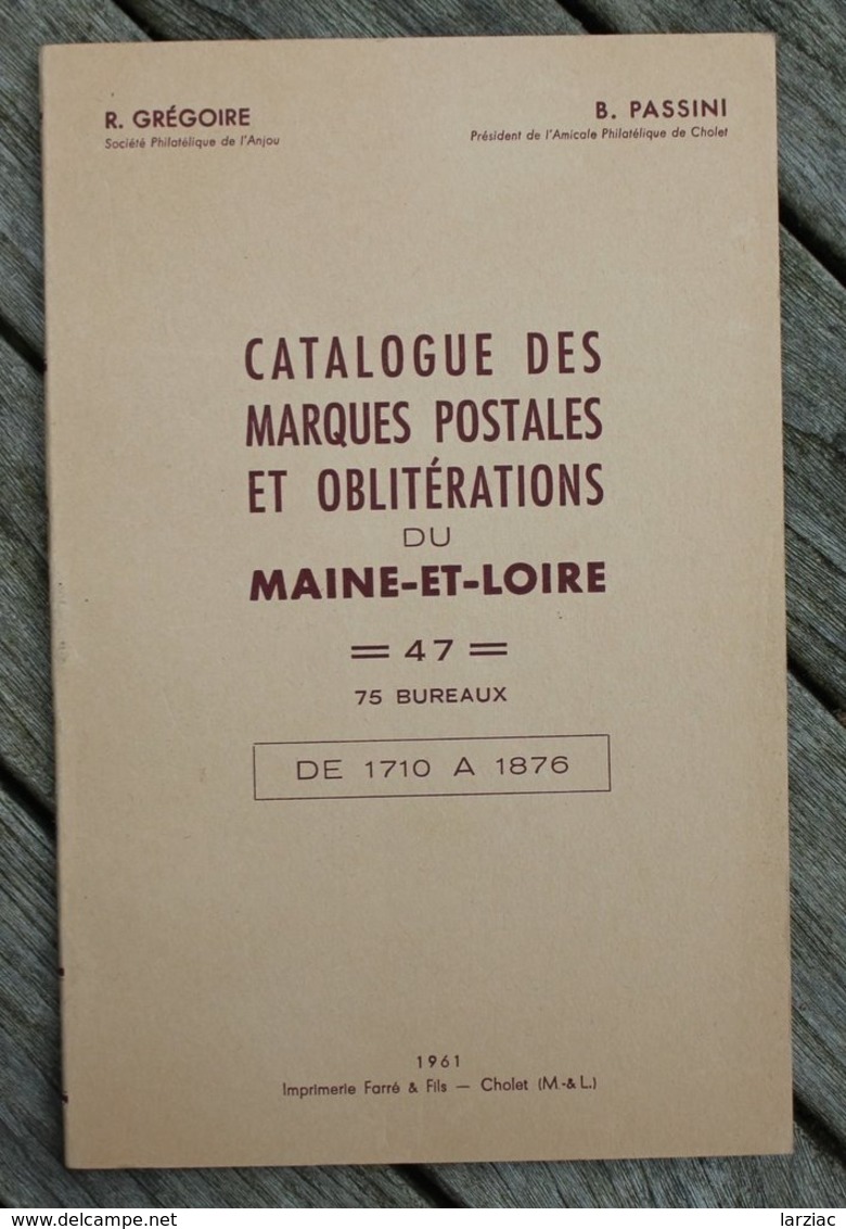 Catalogue Des Marques Postales Et Oblitérations Du Maine Et Loire Grégoire Passini 1961 - Frankreich