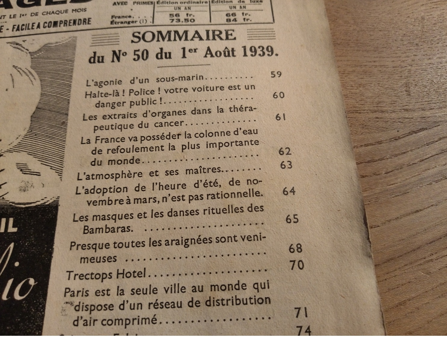 154/ Sciences Et Voyages N° 50 1939 Un Danseur Masque Chez Les Bambaras, L Agonie D Un Sousmarin, - 1900 - 1949