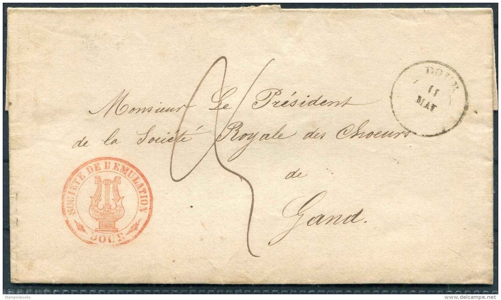 1856 Belgium Dour Wrapper, Societe De Emulation - Gands, Belgium. Beaux-Arts, Fine Arts Society - Other & Unclassified