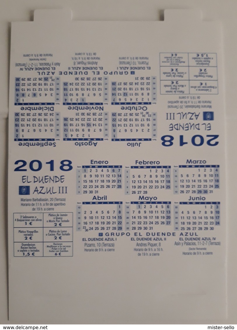 2018. CALENDARIO TAMAÑO MEDIANO. EL DUENDE AZUL. - Tamaño Grande : 2001-...