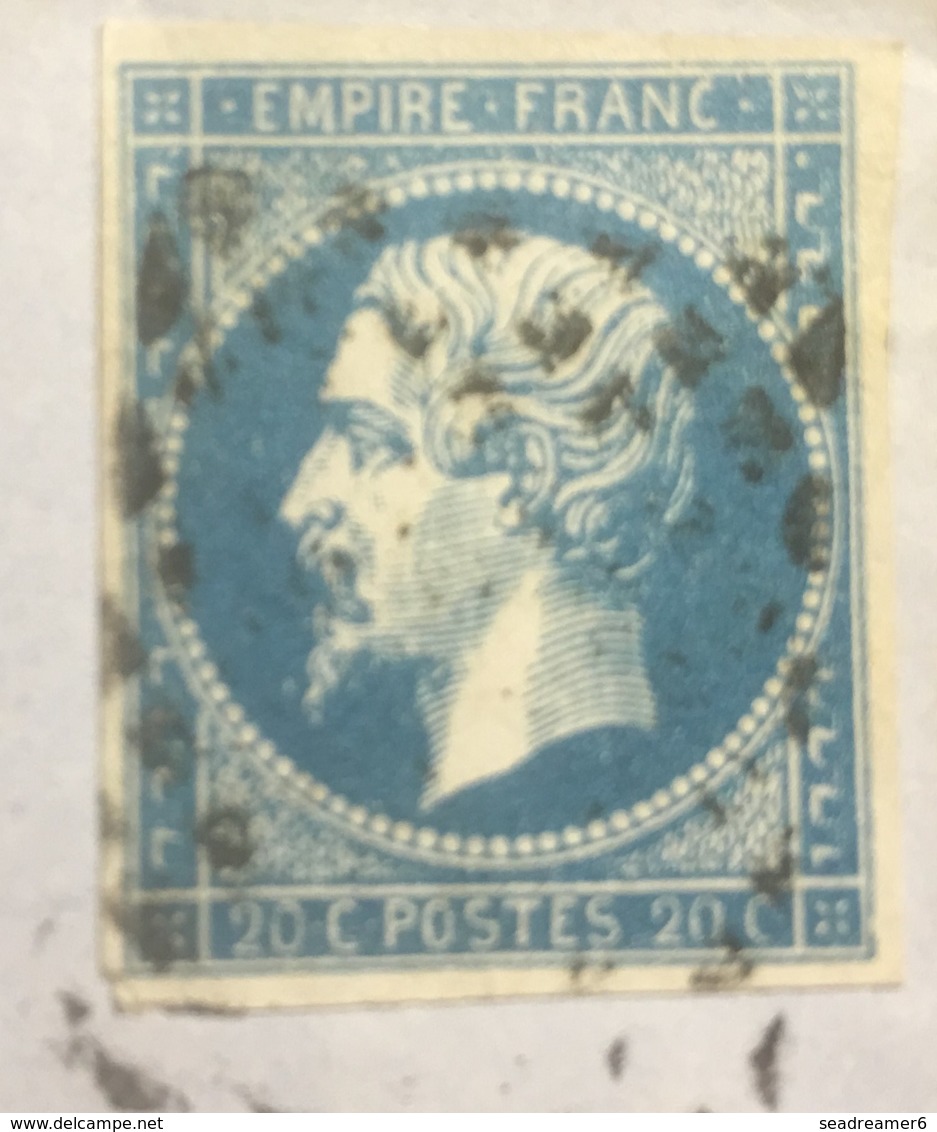 Napoléon III N°14 20c Bleu Sur Lettre De Chambéry Oblitéré Grille Sarde Signé Alberto Diena - 1853-1860 Napoléon III