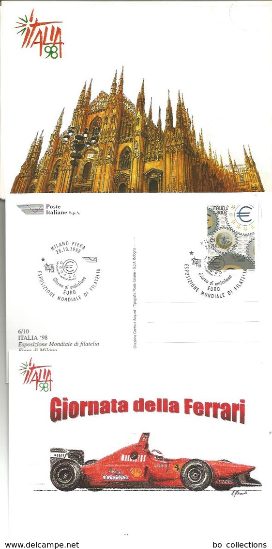 Milano 1998 Esposizione Mondiale Di Filatelia, Cofanetto Completo Delle 10 Cartoline Ufficiali Con Gli Annulli Speciali. - Bourses & Salons De Collections