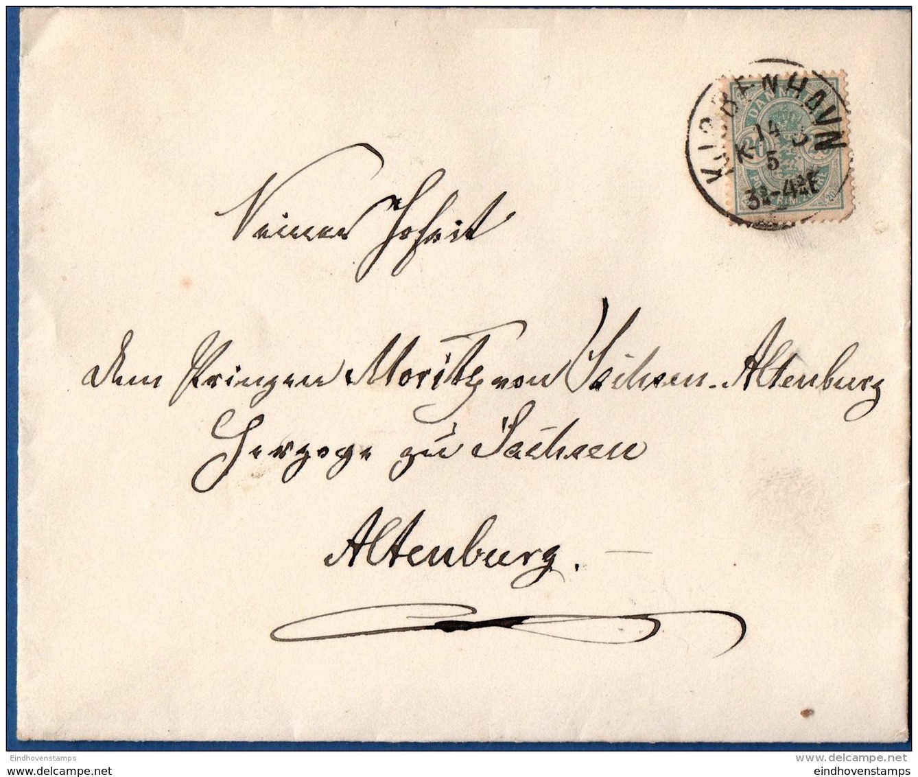 Danmark Kjobenhavn 1878, 20 Ore On Letter To Prince Moritz Von Sachsen-Altenburg, By Helmuth Von Hardenberg ? - Storia Postale