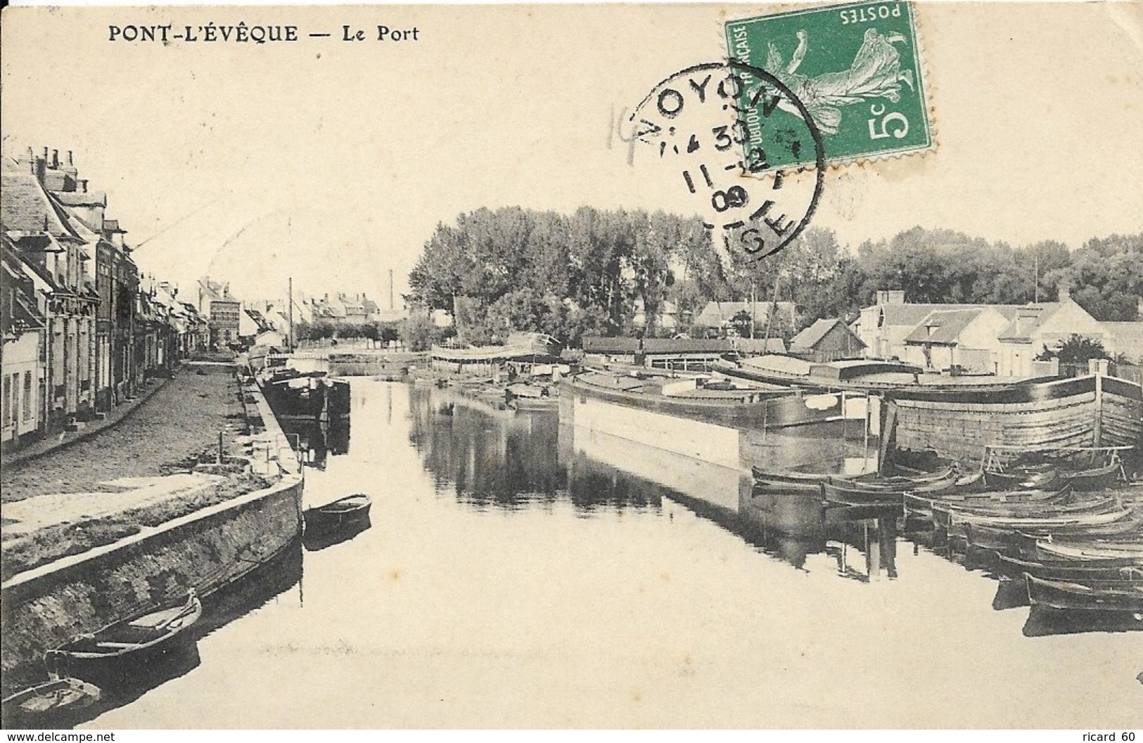 Cpa Pont-l'evêque, Le Port, Péniches, - Autres & Non Classés