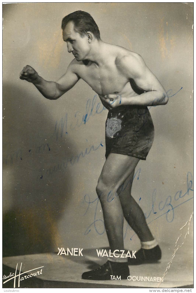 PHOTO BOXE BOXEUR  YANEK WALCZAK  DEDICACE    FORMAT 14 X 9 CM - Autographes