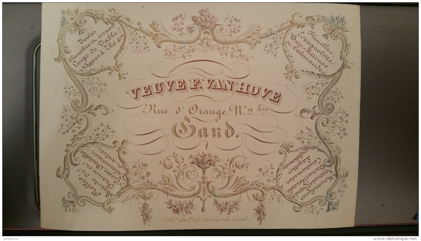 Carte Porcelaine (Porseleinkaart) - Gand (Gent) - Veuve F. Van Hove, Rue D'Orange, N°2 Bis - Toiles, Linge De Maison... - Porcelana