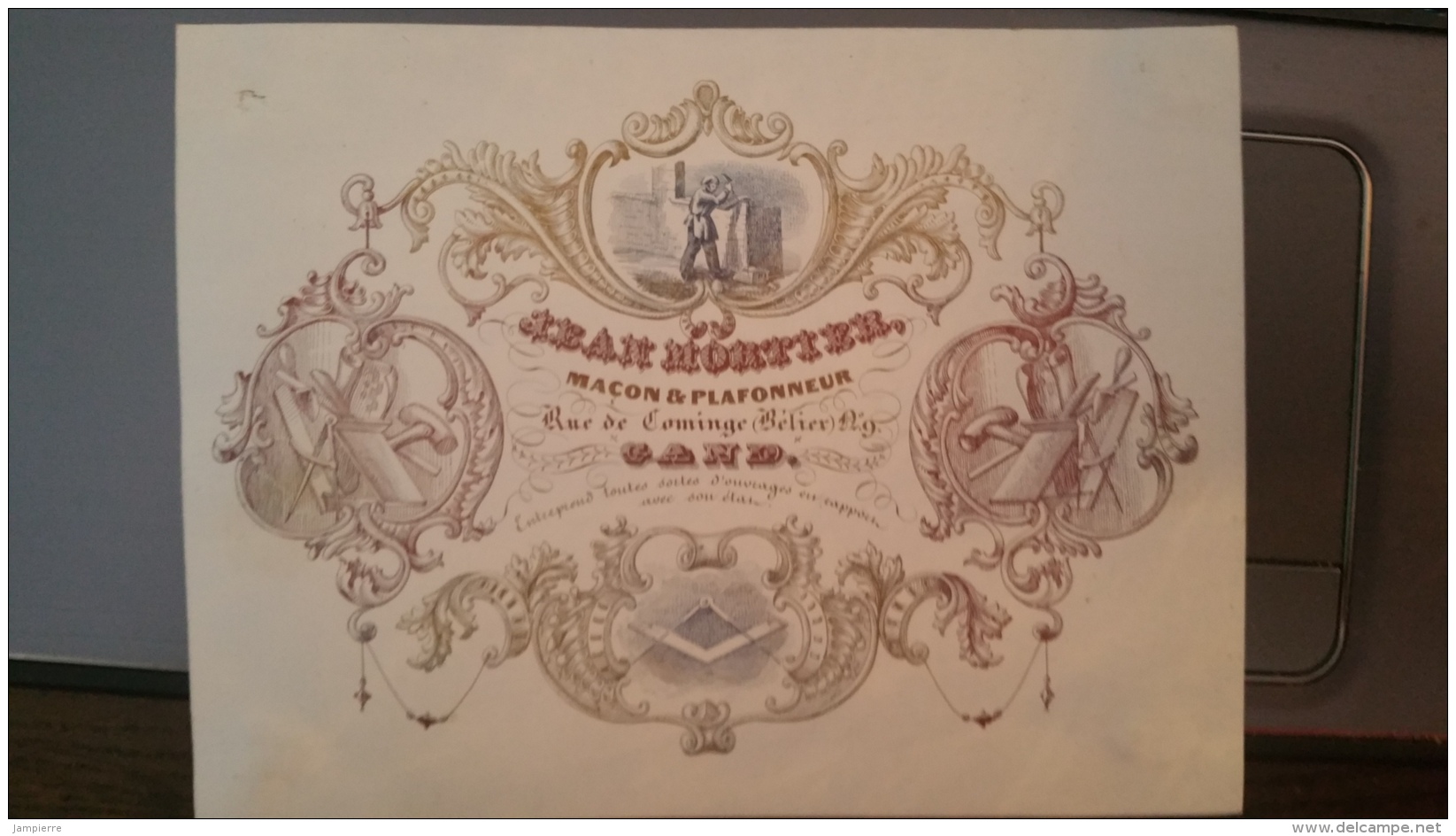 Carte Porcelaine (Porseleinkaart) - Gand (Gent) - Jean Mortier - Maçon &amp; Plafonneur - Rue De Cominge, N°9 - Porzellan