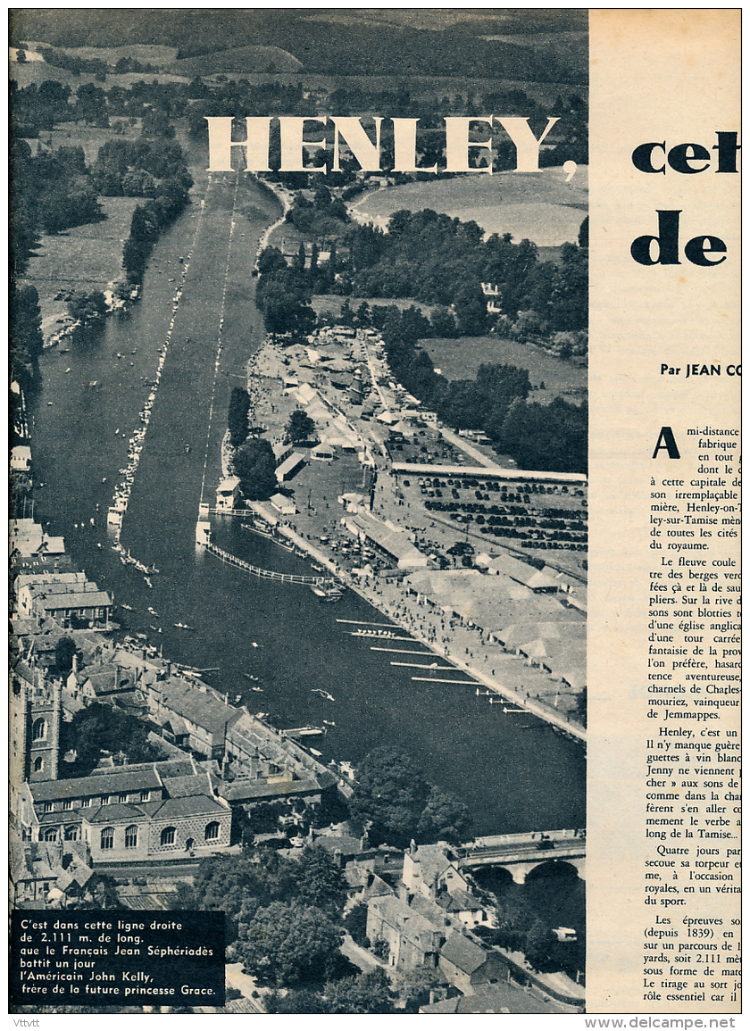 AVIRON, DOCUMENT : HENLEY-ON-THAMES (ANGLETERRE), CETTE MECQUE DE L'AVIRON, COUPURE REVUE (1957), HUIT CAMBRIDGE - Collections