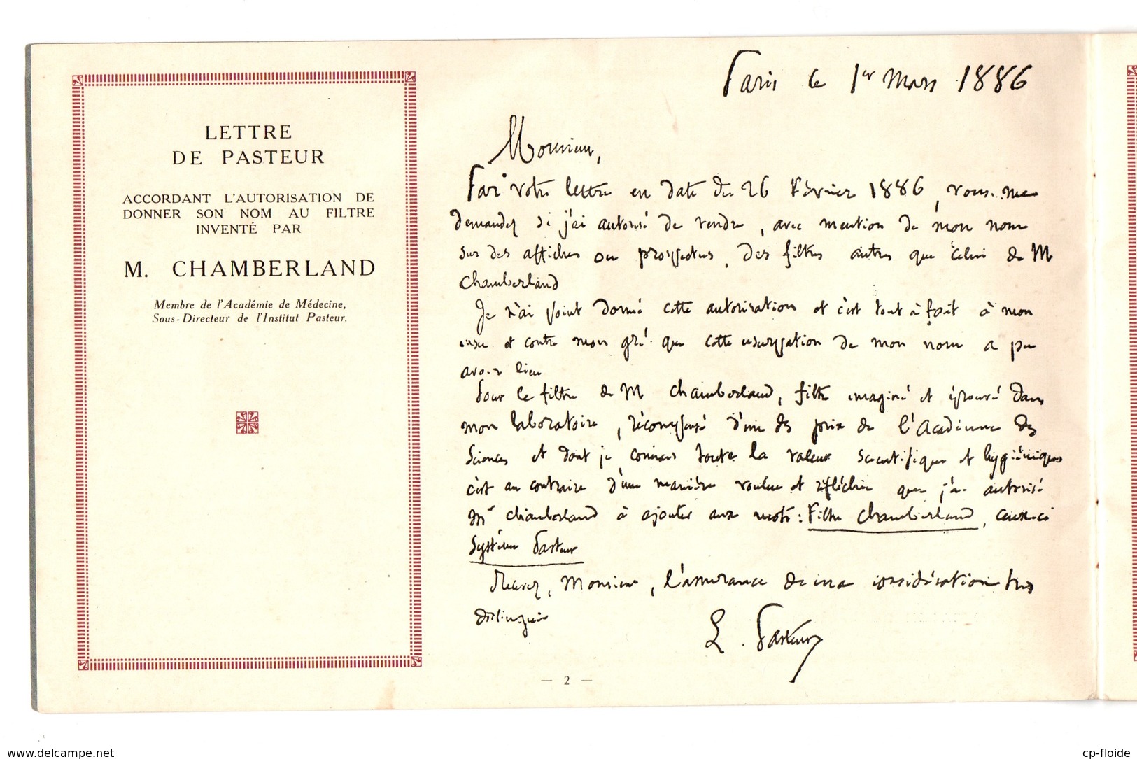 LE FILTRE CHAMBERLAND SYSTÈME PASTEUR . " IL NE FAUT BOIRE QUE DE L'EAU PURE " - Réf. N°405F - - Sciences