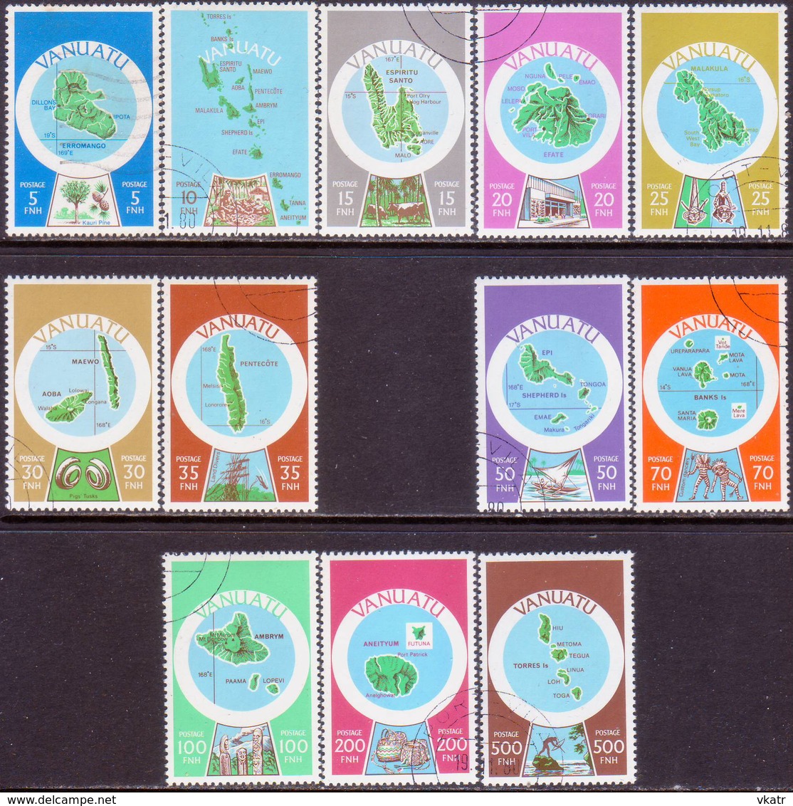 VANUATU 1980 SG #287E//99E Part Set Used Only 40f Missing Used Inscr. In English Maps - Vanuatu (1980-...)