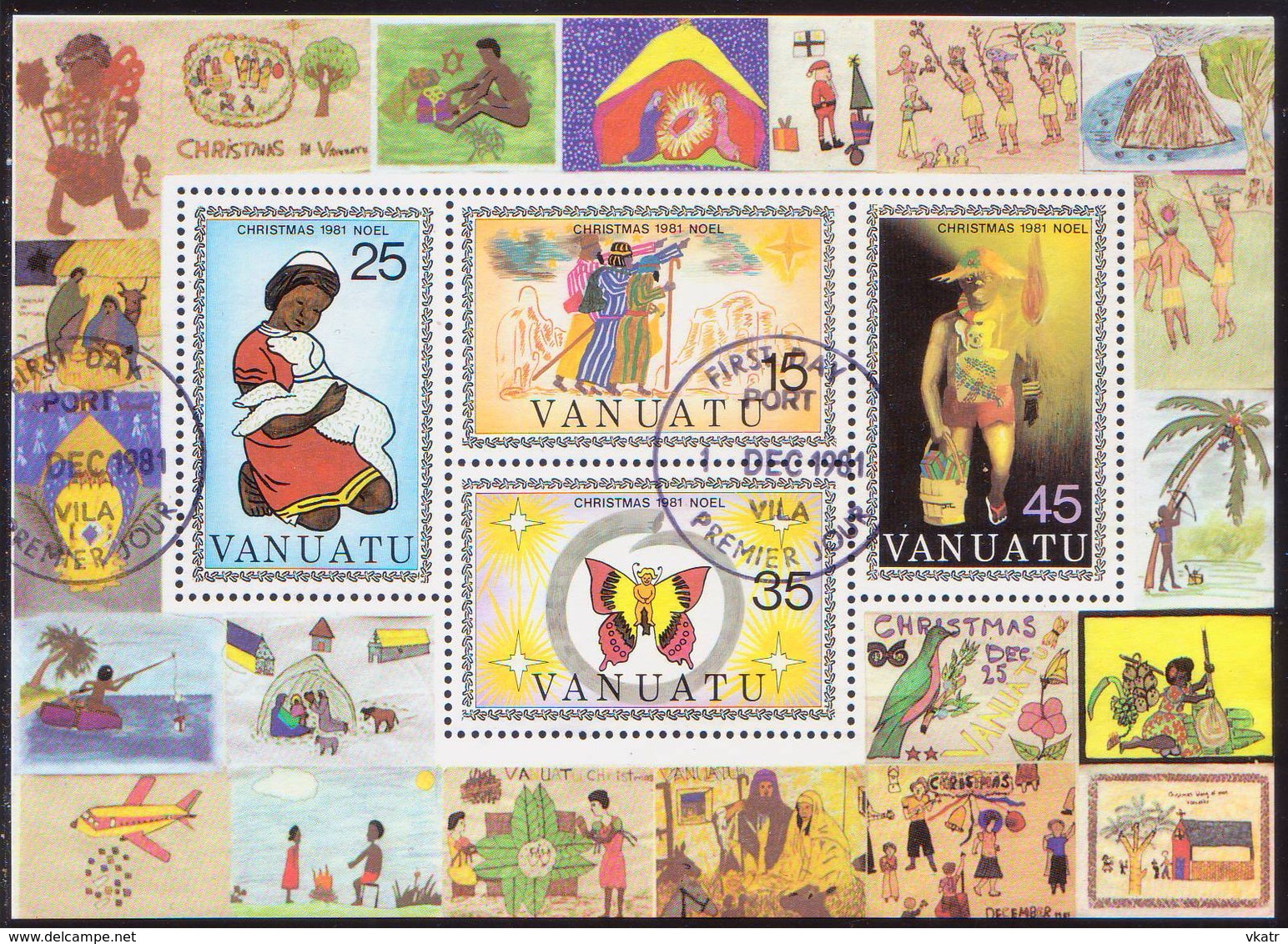 VANUATU 1981 SG #322-26 Compl.set+m/s Used Christmas - Vanuatu (1980-...)