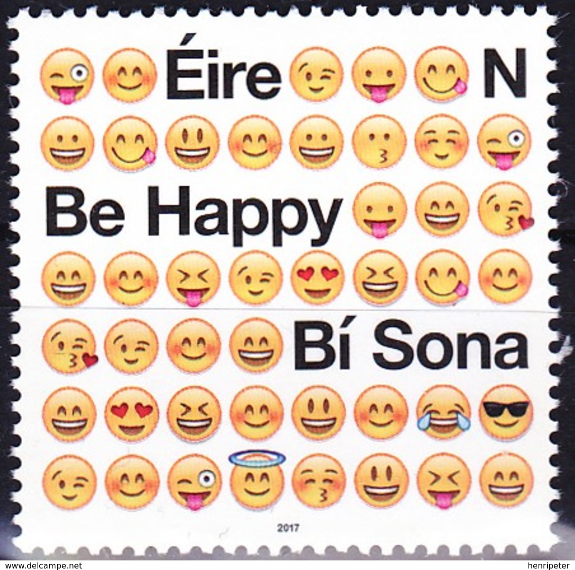 Timbre-poste Gommé Neuf** - Symboles Emoji Be Happy Bi Sona - Michel 2217 - Irlande 2017 - Neufs