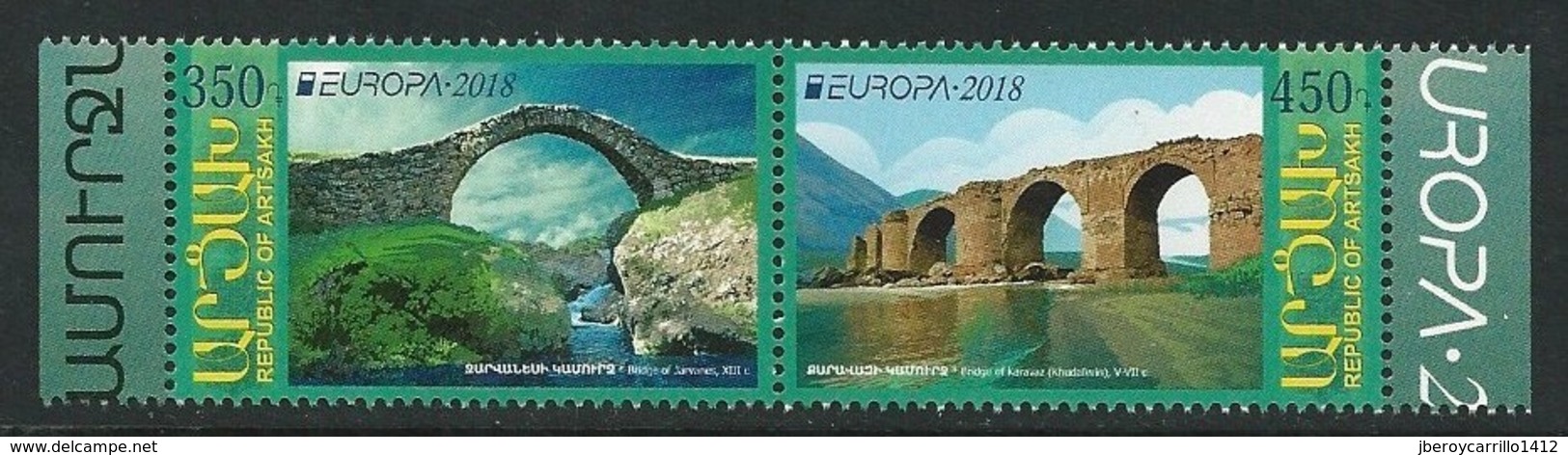 NAGORNO KARABAKH/ ARMENIA KARABAKH/ BERGKARABAKH -EUROPA 2018 - "PUENTES.- BRIDGES - BRÜCKEN - PONTS".- Serie 2 V. CB - 2018