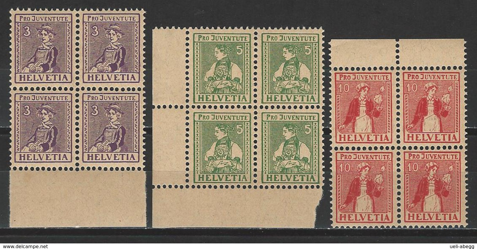 SBK J7-9, Mi 133-35 Viererblock ** MNH - Ungebraucht