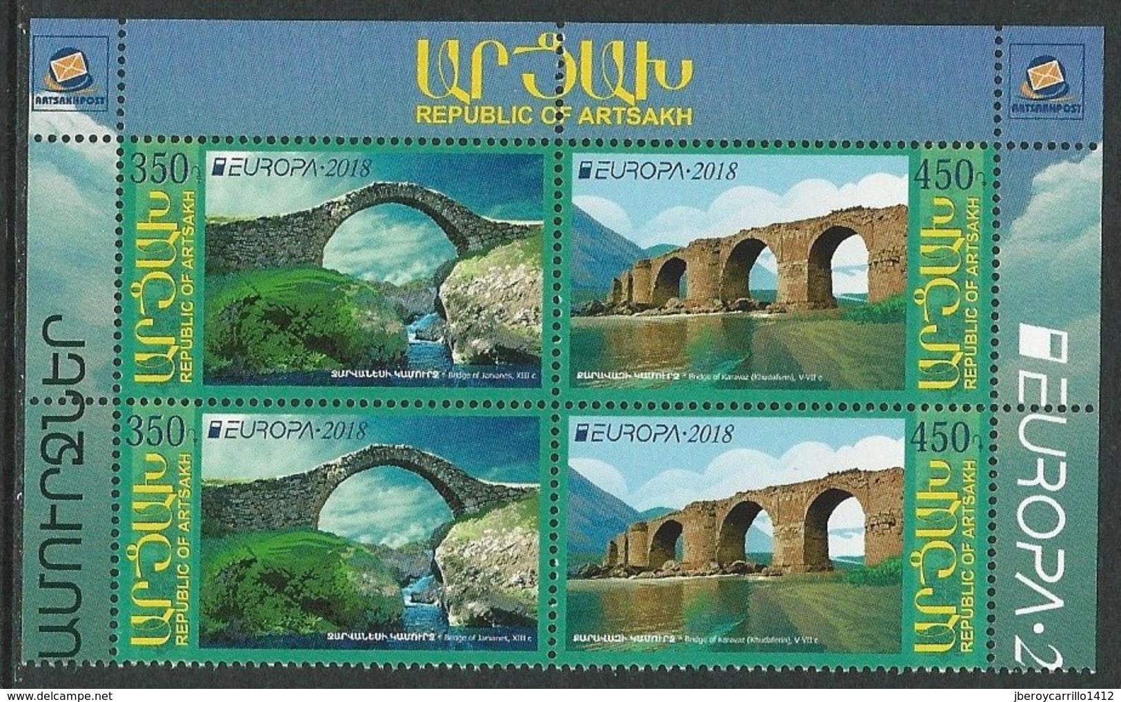 NAGORNO KARABAKH/ ARMENIA KARABAKH/ BERGKARABAKH -EUROPA 2018 - "PUENTES.- BRIDGES - BRÜCKEN - PONTS".- 2 Serie 2 V. CBS - 2018