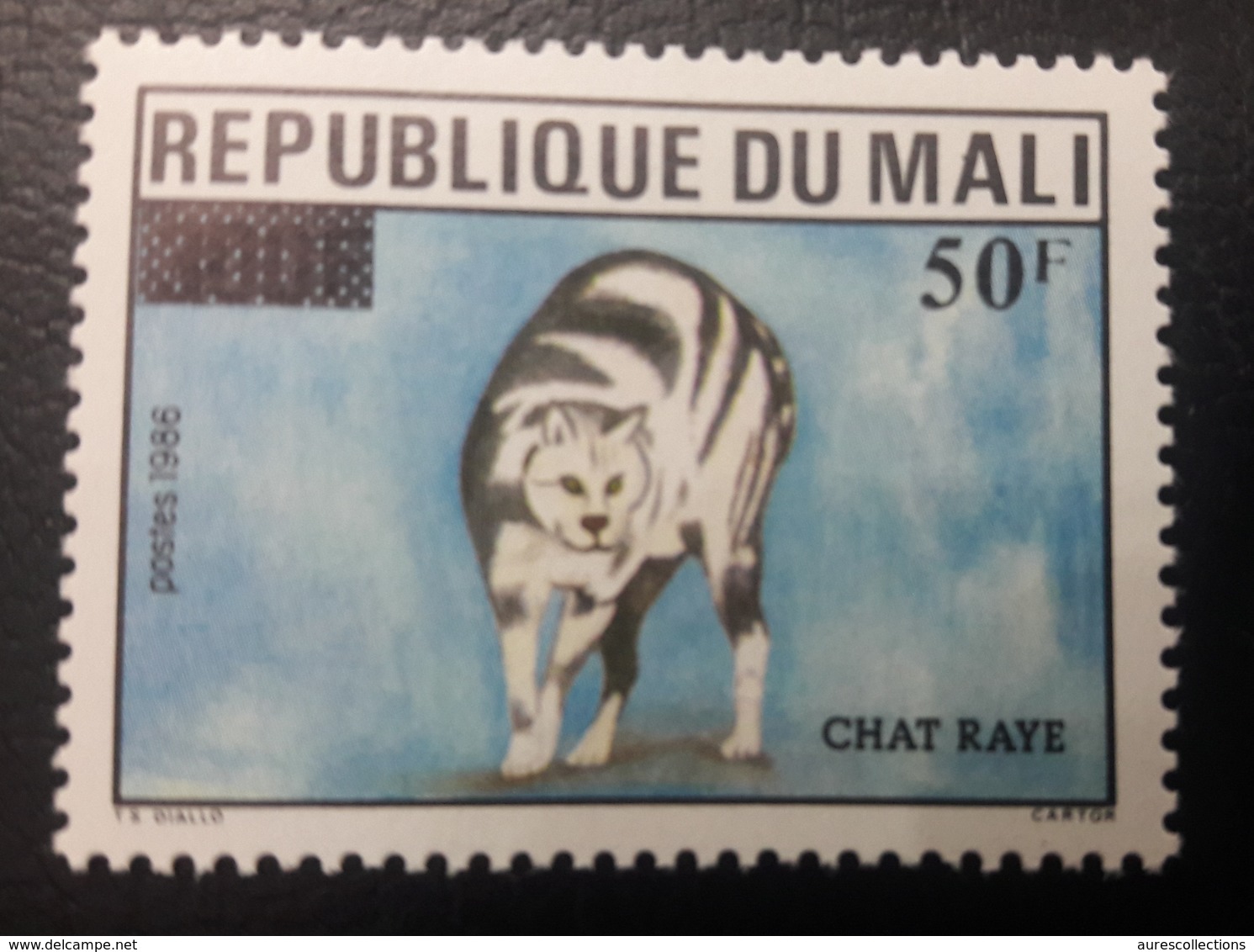 MALI 1992 ON 1986 CHAT RAYE WILD CAT CHATS CATS OVERPRINT OVPT SURCHARGED SURCHARGE URGENCE MNH - Mali (1959-...)