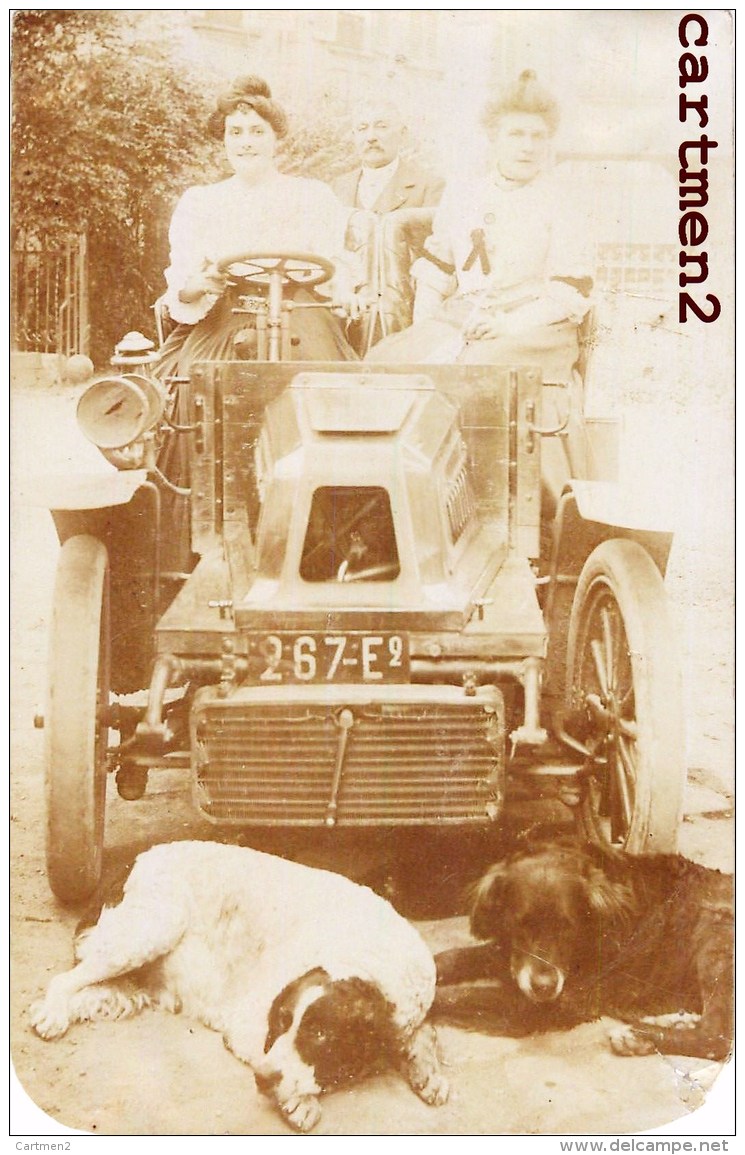 CARTE PHOTO : AUTOMOBILE VOITURE CAR TACOT CHIEN MONTAGE - Voitures De Tourisme