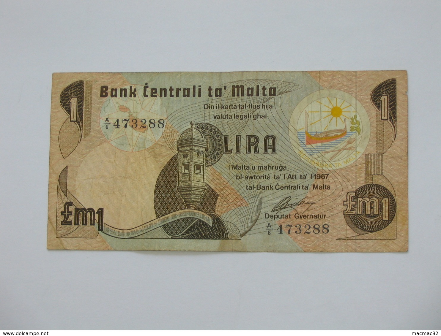 MALTE - Lira - 1 Pound 1967 - Bank Centrali Ta Malta   **** EN ACHAT IMMEDIAT  **** - Malta