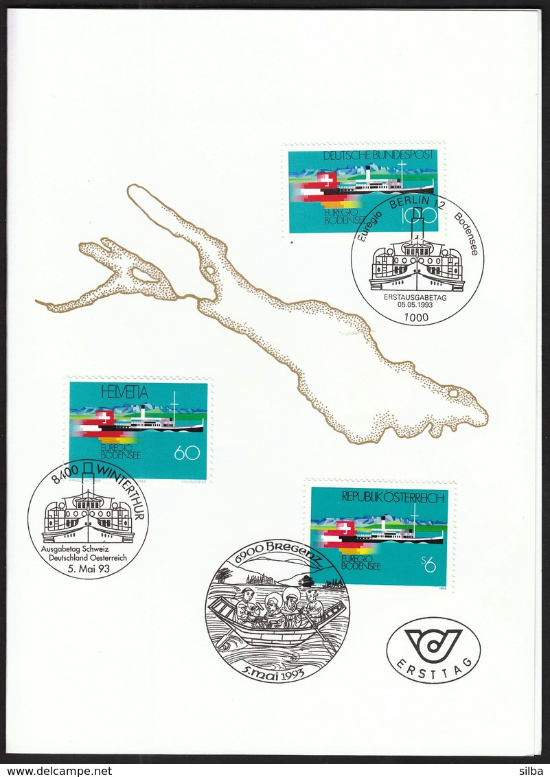Winterthur Berlin Bregenz 1993 / Joint Issue Switzerland, Germany And Austria / Ship / Bodensee - Emisiones Comunes
