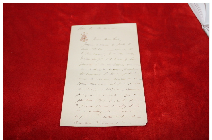 Lettre De L'amiral Reynault De Prémesnil Pour Le Mariage De Son Fils Jacques Avec  Marie Louise De Lestapis 1900 - Documents