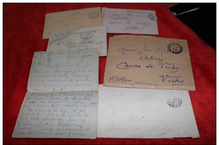 Lot De 5  Lettres De Poilus  Adressées à Un électricien Du Casino De Vichy; - 1914-18