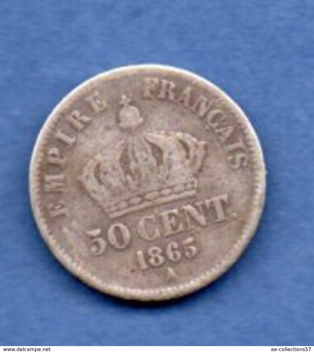 Napoléon III  -  50 Centimes 1865 A  -  état TB - Other & Unclassified