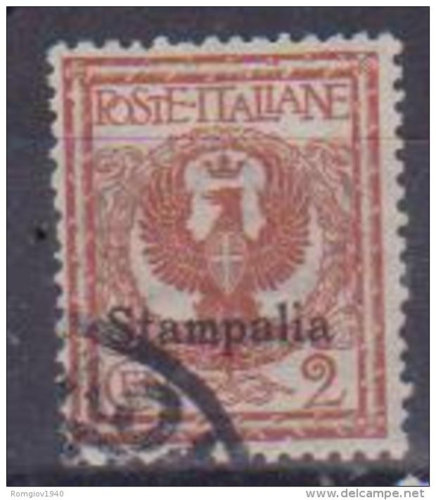 COLONIE ITALIANE 1916  STAMPALIA  SOPRASTAMPATI SASS. 1  USATO VF - Egée (Stampalia)