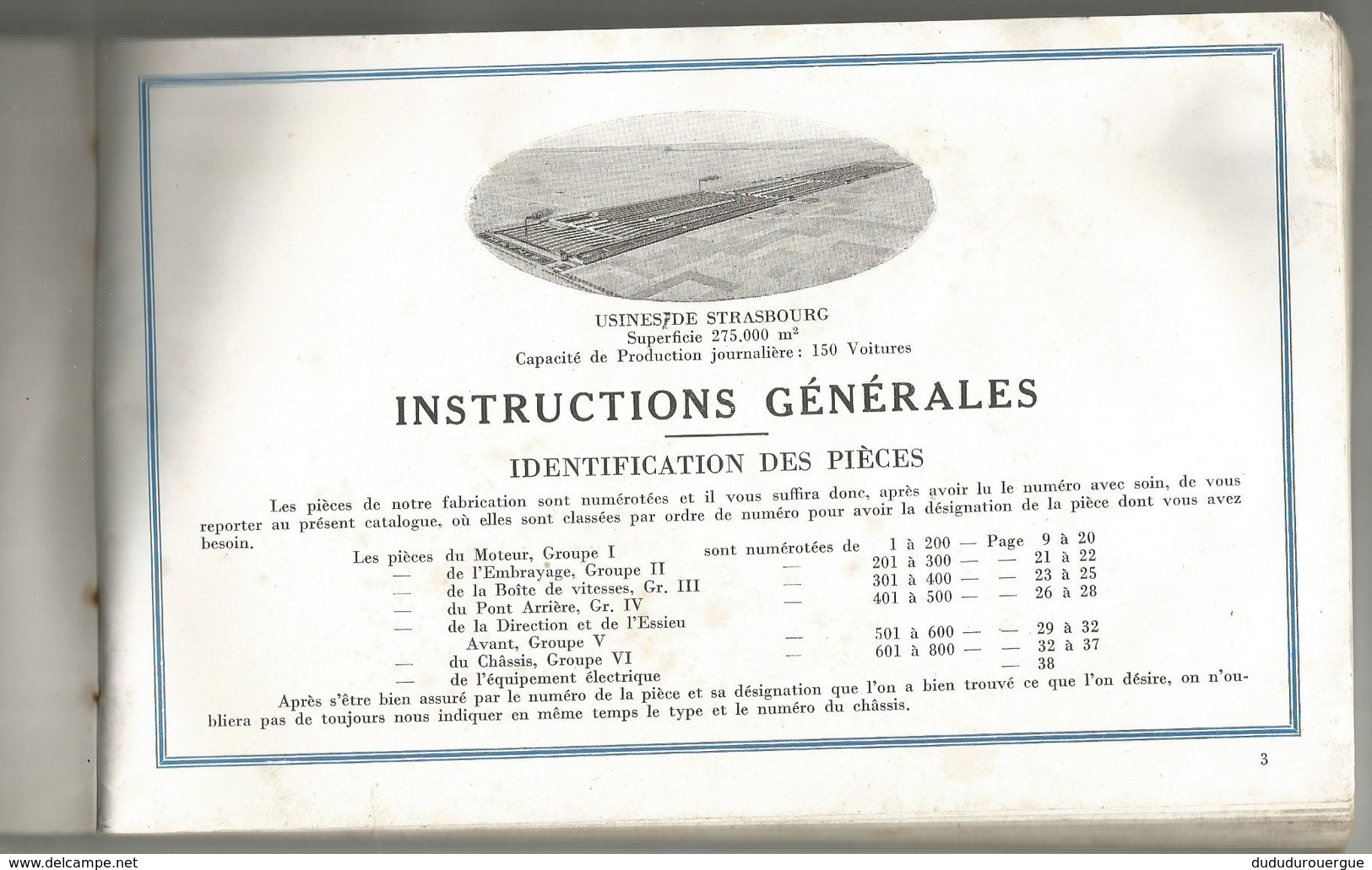 AUTOMOBILES MATHIS A STRASBOURG : CATALOGUE DES PIECES DETACHEES - Automobile