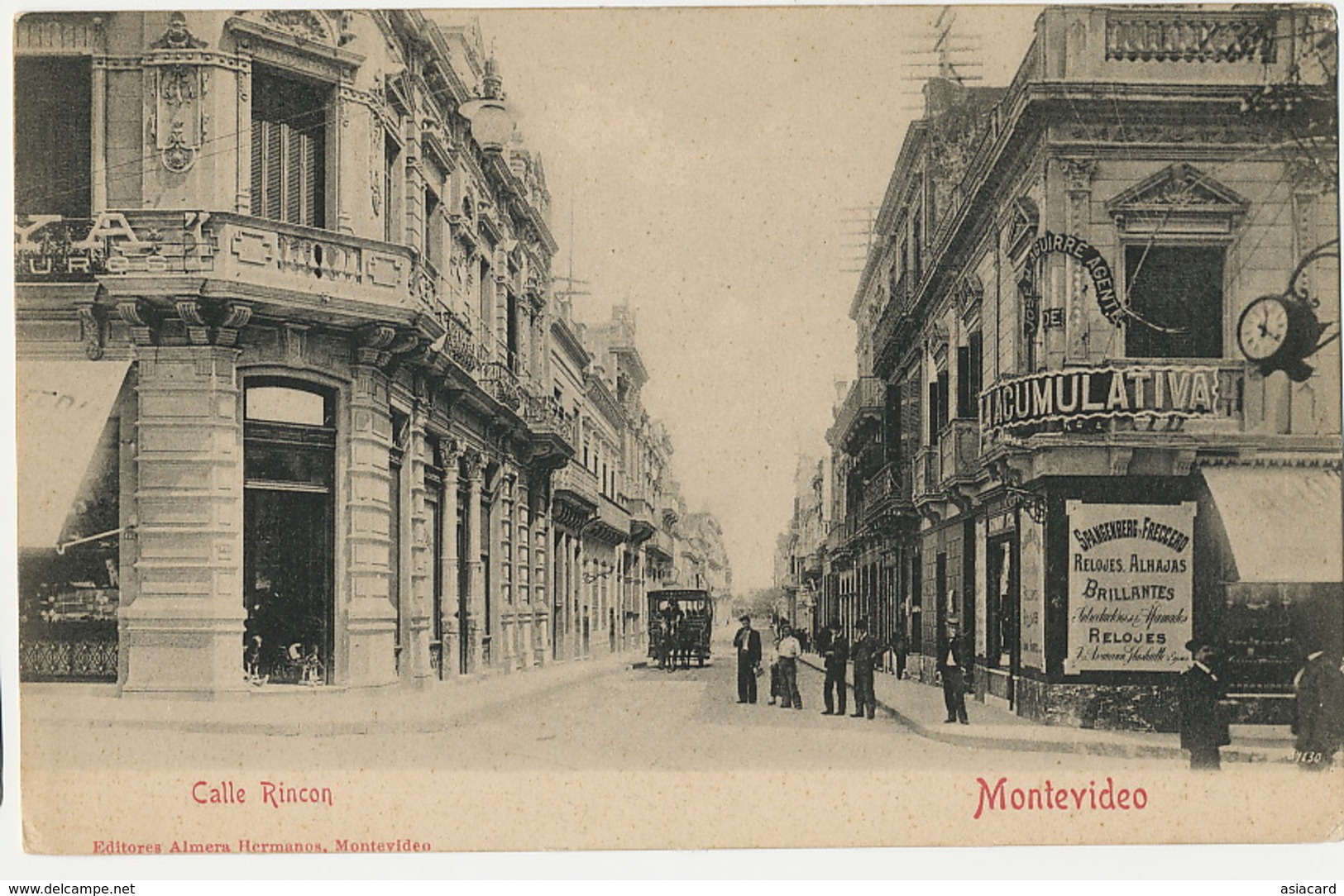 Montevideo Calle Rincon  Edit Almera Tram à Cheval Horlogerie Diamants Bijouterie  Spangenberg - Uruguay