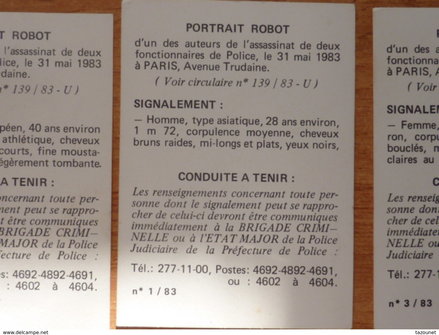 Carte De Portrait Robot De Recherche , 1914-18, 1939-45, Equipements, Uniformes - Police & Gendarmerie